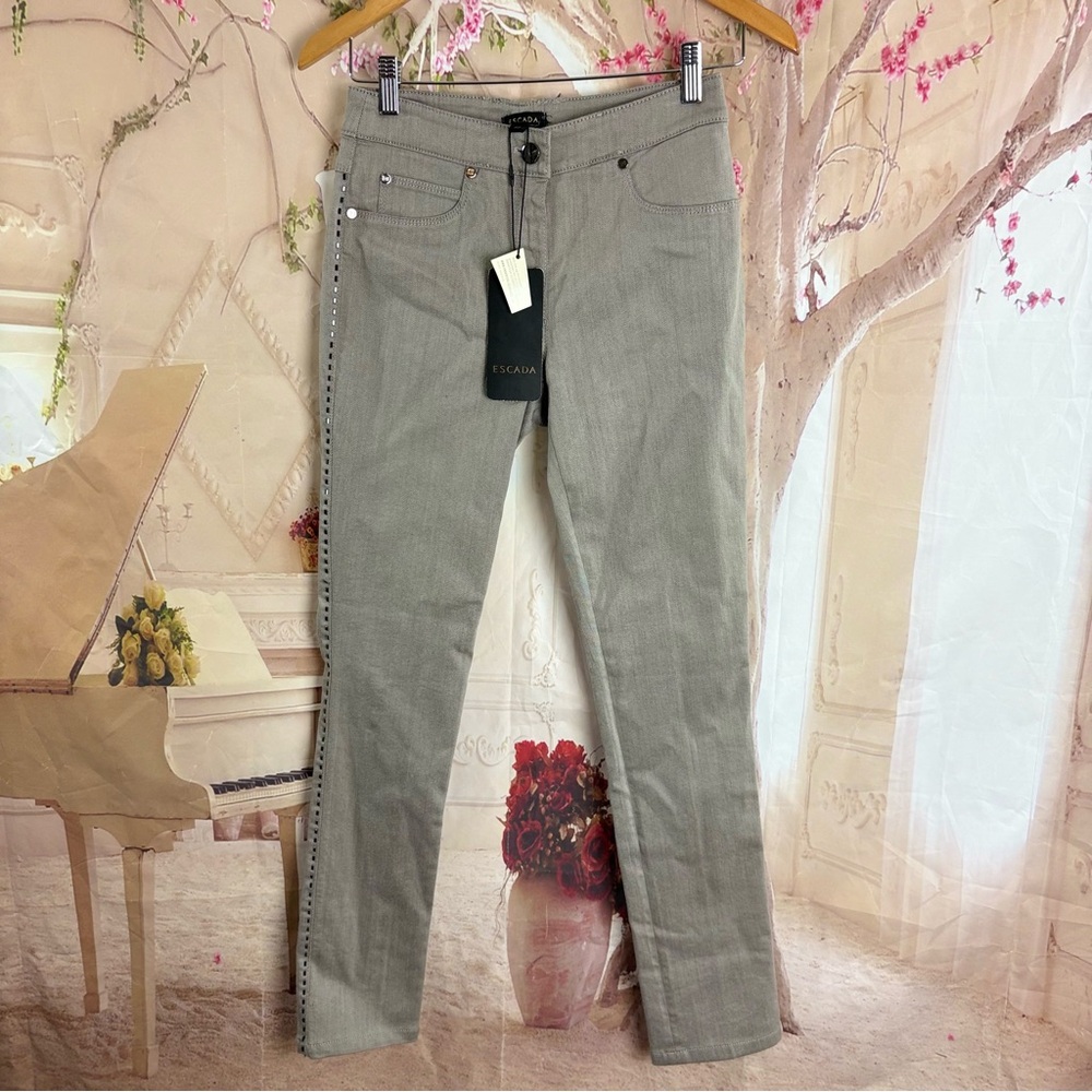 NEW Escada Tuxedo embellished Gray Jeans